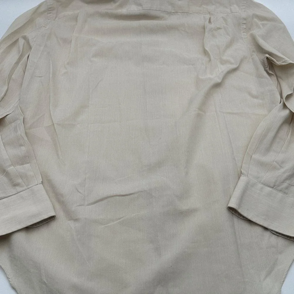 Ermenegildo Zegna Mens Beige Micro Stripe Cotton Button Down‎ Shirt Size 42 16.5
